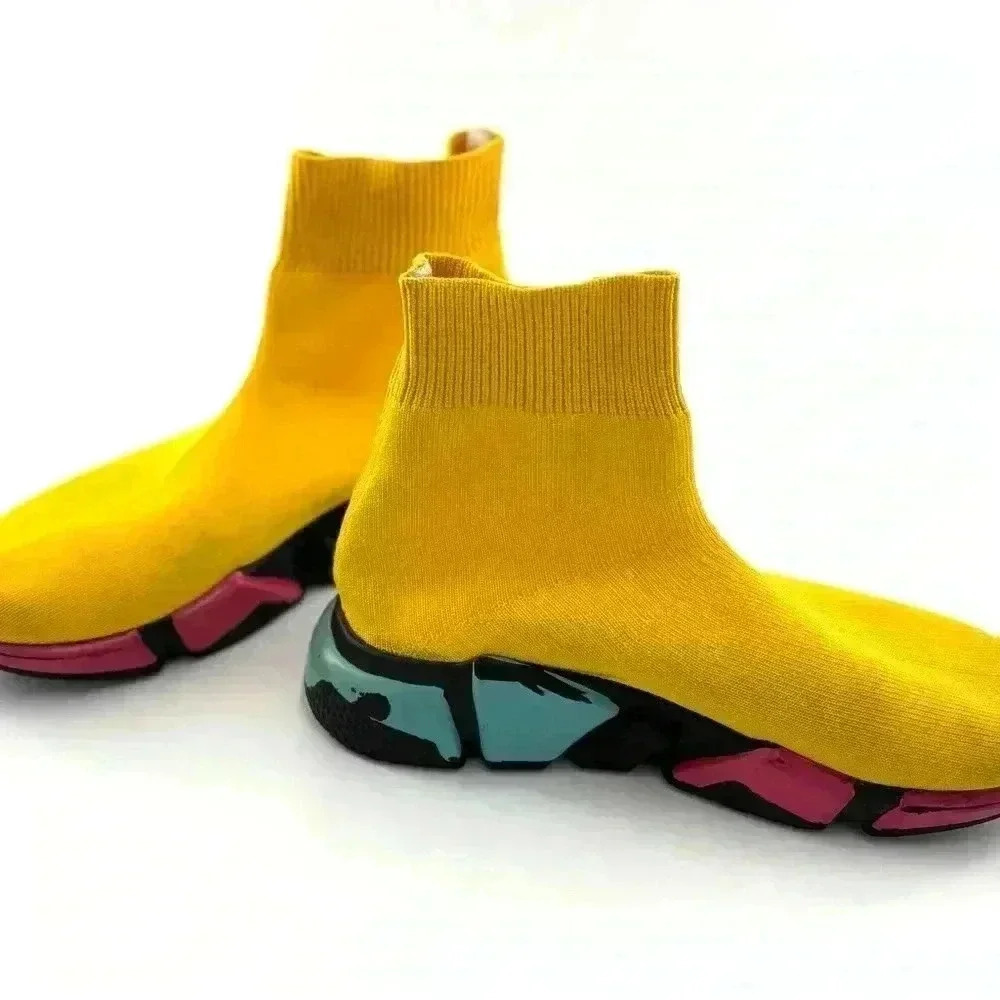 Balenciaga Speed High-Top Yellow Sneakers in size 36EU /6 US women's- pre-loved - Picture 4 of 17